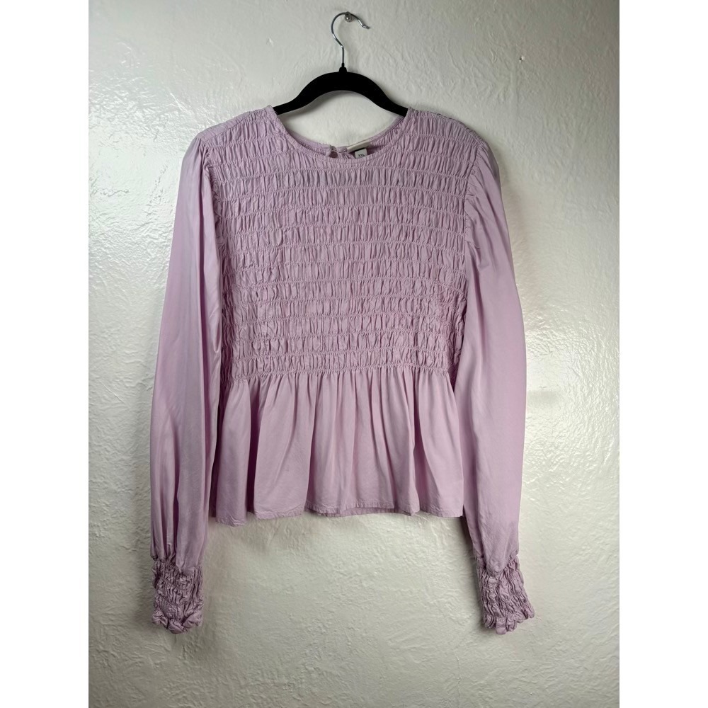 Smocked‎ Blouse Women XXL Purple Peplum Romantic Cottagecore Peasant Pastel Twee